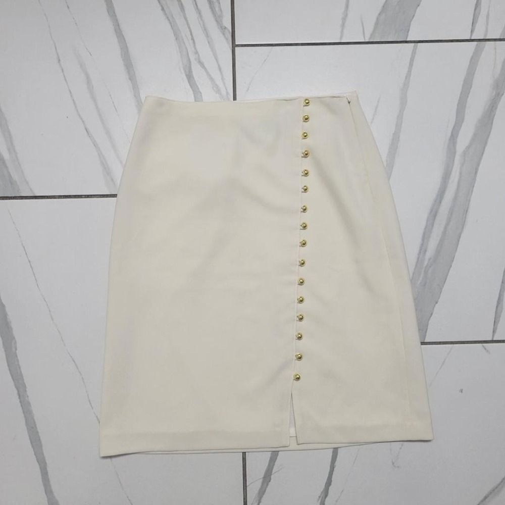 Cream talbots button up skirt winter office wear
